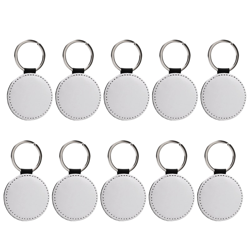 10Pcs Leather Keychains Blank MDF Keychains Sublimation Heat Transfer Keychains Kit